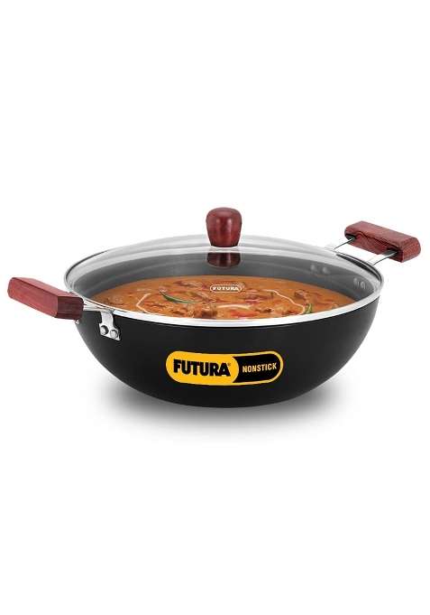 Hawkins Futura Deep Kadhai Wok | 5 L | 5.3 Qt | Induction Compatible | Non-Stick | With Lid