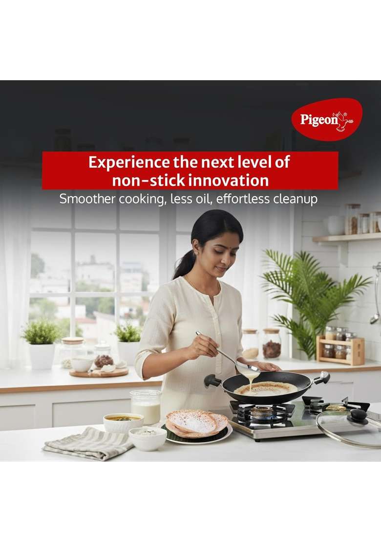 Pigeon Aluminium by Stovekraft Special Non-Stick Appachetty with Lid - Indya