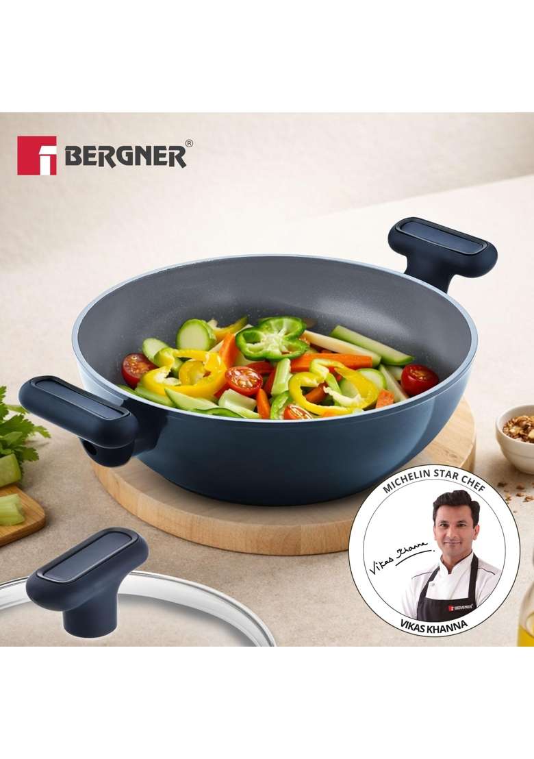 BERGNER Jade | 1.2 L | 1.3 Qt | 20 cm | 7.9 Inch | Induction Compatible | PFOA Free | Non-Stick | With Lid - Indya