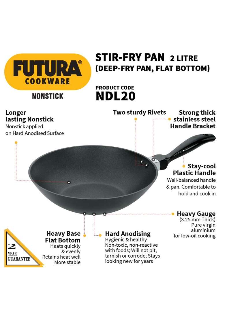 Hawkins Futura Nonstick Deep-Fry Pan | 2 L | 2.1 Qt | 26 cm | 10.2 Inch - Indya