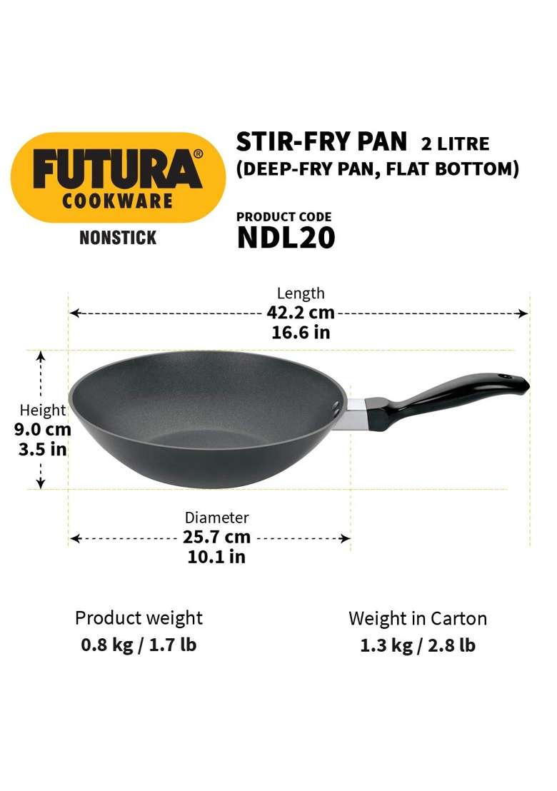Hawkins Futura Nonstick Deep-Fry Pan | 2 L | 2.1 Qt | 26 cm | 10.2 Inch - Indya
