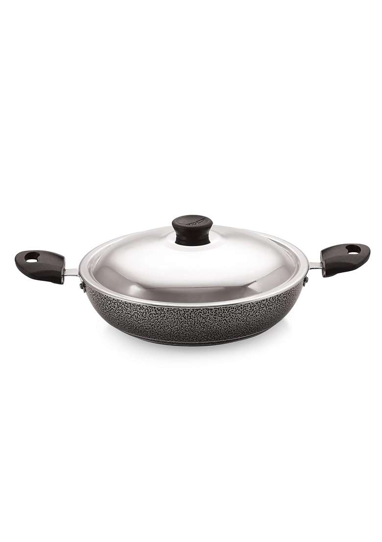 ANJALI Diamond Classic Aluminium Non Stick Kadai Wok | 2.5 L | 2.6 Qt - Indya