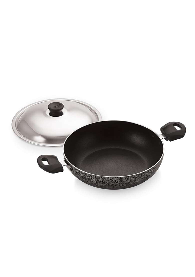 ANJALI Diamond Classic Aluminium Non Stick Kadai Wok | 2.5 L | 2.6 Qt - Indya