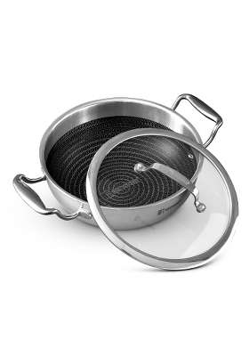 BERGNER Hi-Tech TriPly Stainless Steel | 1.5 L | 1.6 Qt | 20 cm | 7.9 Inch | Induction Compatible | Non-Toxic | Non-Stick | With Lid