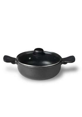 BERGNER Senator Die-Cast Non-Stick Kadai Wok with Glass Lid | 2.5 L | 2.6 Qt | 20 cm | 7.9 Inch