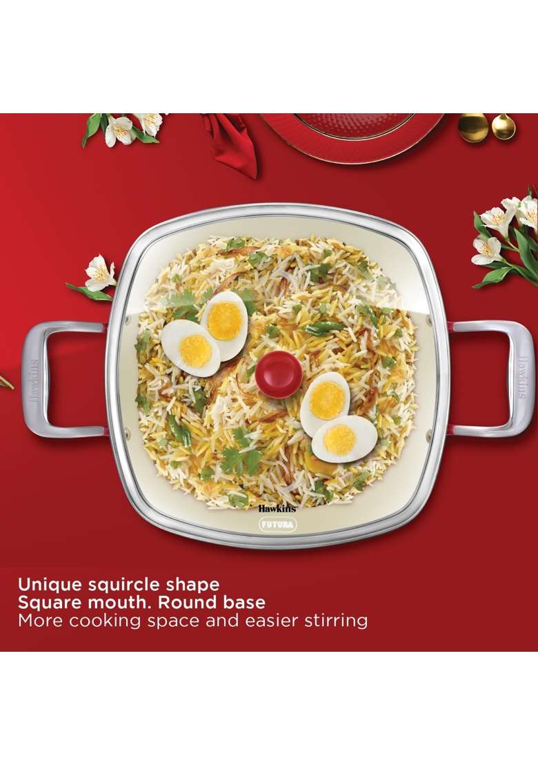 Hawkins Qué Cerá Cerá Kadhai Wok with Glass Lid | 3 L | 3.2 Qt | Induction Compatible - Indya