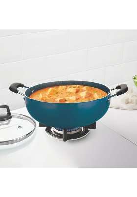 Borosil ProChef Non-Stick Aluminum Kadhai Wok with Lid | 26 cm | 10.2 Inch | Dishwasher Safe | PFOA Free
