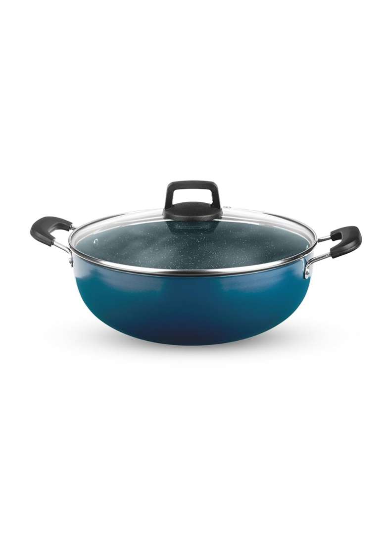 Borosil ProChef Non-Stick Aluminum Kadhai Wok with Lid | 26 cm | 10.2 Inch | Dishwasher Safe | PFOA Free - Indya