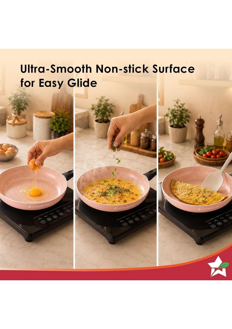 Wonderchef Vitalife Non-Stick Fry Pan for Kitchen | 1.5 L | 1.6 Qt | 24 cm | 9.4 Inch | Induction Compatible | PFOA Free | Non-Toxic - Indya