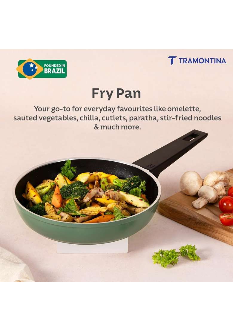 TRAMONTINA Aura Frypan Reinforced Ceramic Non-Stick Cookware | 24 cm | 9.4 Inch | Induction Compatible - Indya