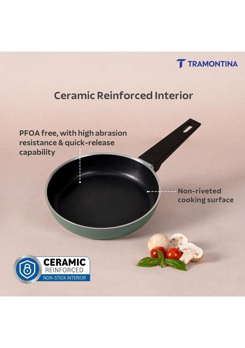TRAMONTINA Aura Frypan Reinforced Ceramic Non-Stick Cookware | 24 cm | 9.4 Inch | Induction Compatible - Indya