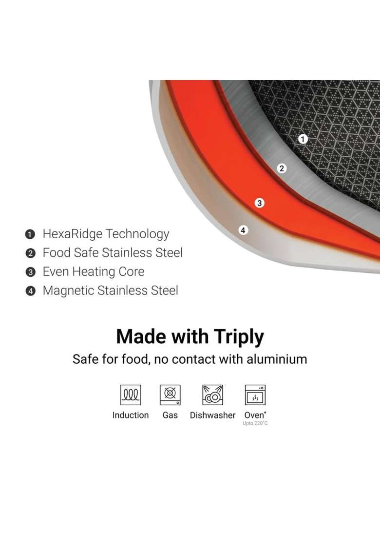 stahl Artisan Hybrid Triply Stainless Steel Cookware Set | 24 cm | 9.4 Inch | 3-Piece Set | Induction Compatible | Non-Stick - Indya