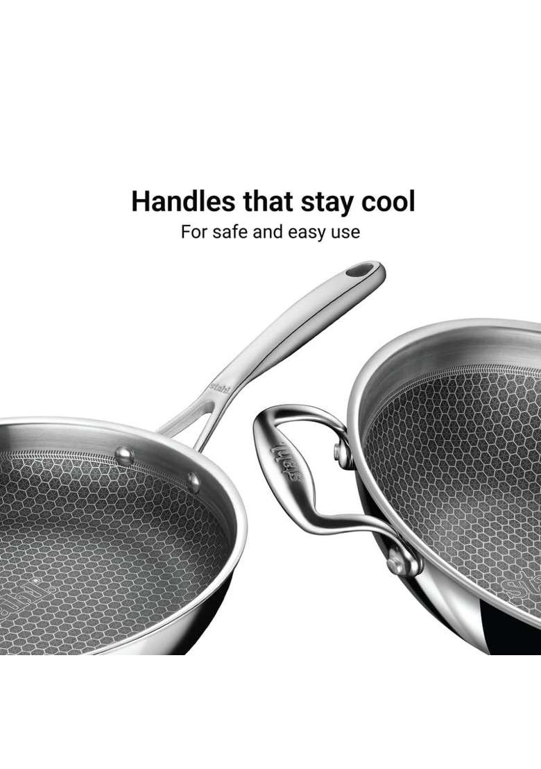 stahl Artisan Hybrid Triply Stainless Steel Cookware Set | 24 cm | 9.4 Inch | 3-Piece Set | Induction Compatible | Non-Stick - Indya
