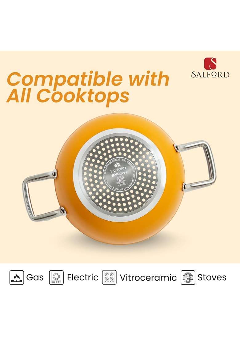 SALFORD Ceramic Non Stick Kadai | 24 cm | 9.4 Inch | Non-Toxic - Indya