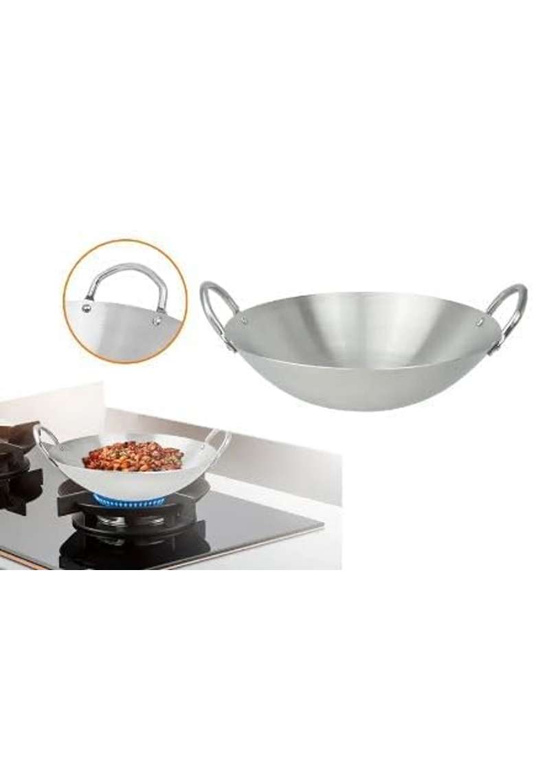 RJ kitchenware Store Aluminum Deep Kadai Wok Non Induction | 3 L | 3.2 Qt | Non-Stick - Indya