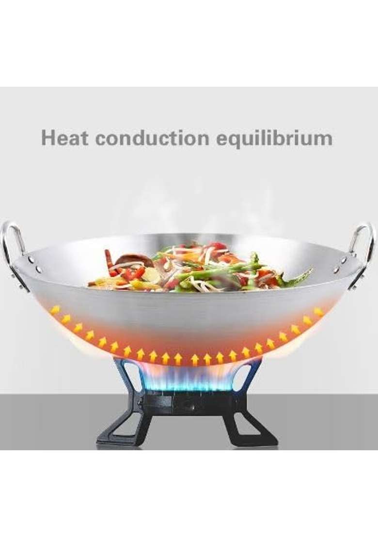 RJ kitchenware Store Aluminum Deep Kadai Wok Non Induction | 3 L | 3.2 Qt | Non-Stick - Indya