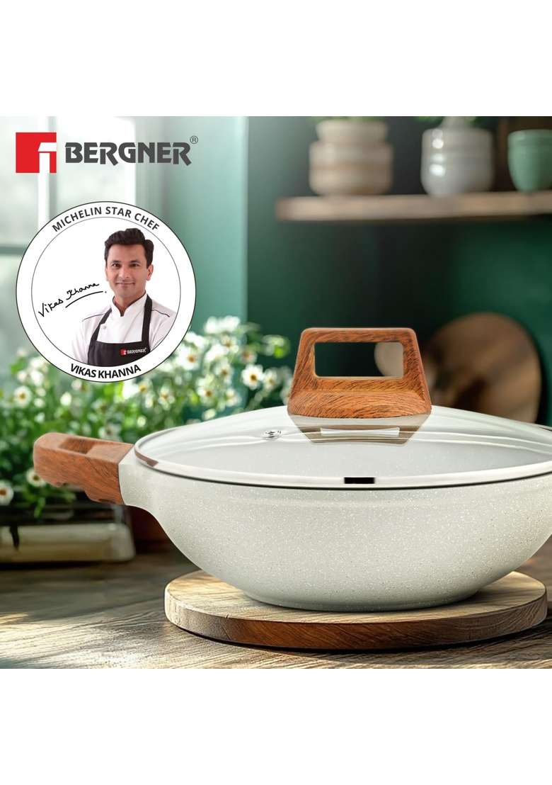 BERGNER Naturally Cast Aluminum | 2 L | 2.1 Qt | 24 cm | 9.4 Inch | Induction Compatible | Non-Stick | With Lid - Indya