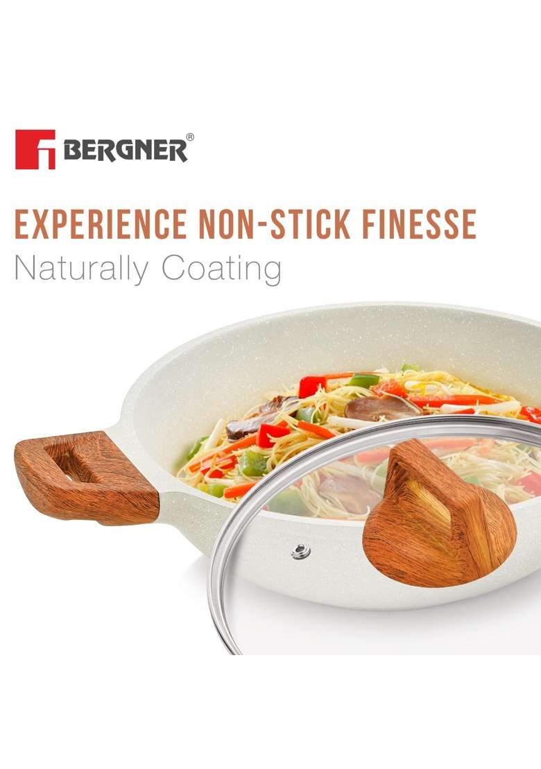 BERGNER Naturally Cast Aluminum | 2 L | 2.1 Qt | 24 cm | 9.4 Inch | Induction Compatible | Non-Stick | With Lid - Indya