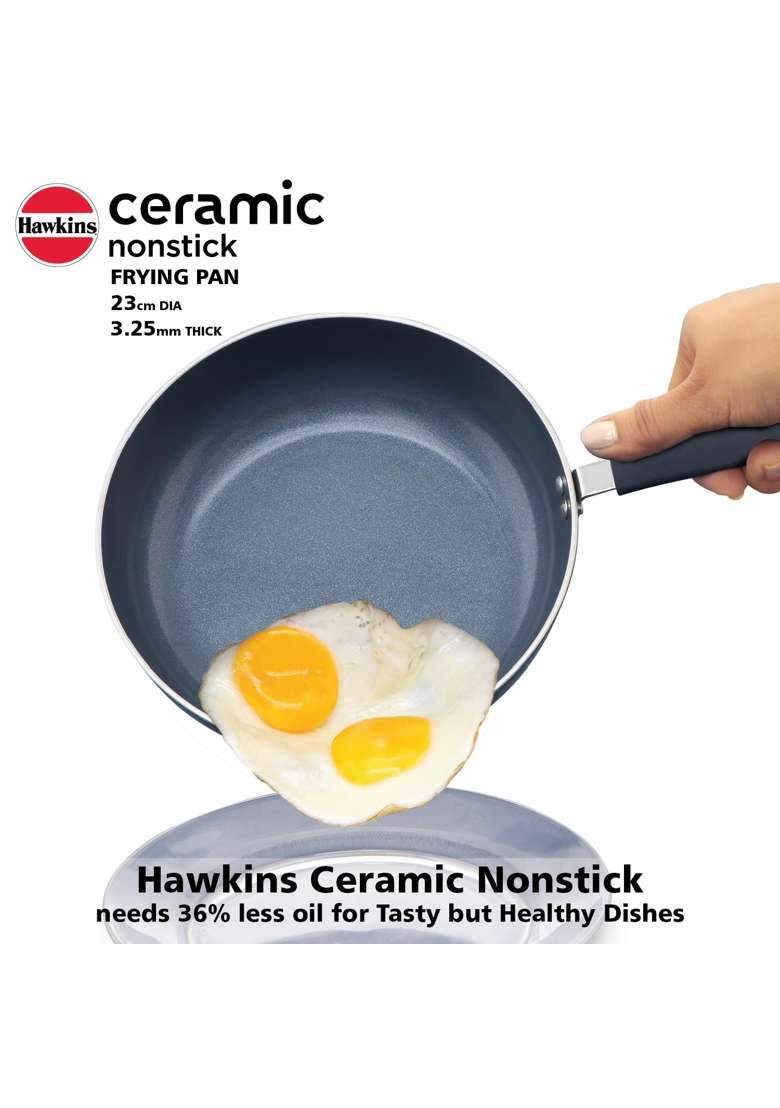 Hawkins Ceramic Nonstick Frying Pan | 23 cm | 9.1 Inch | Induction Compatible | With Lid - Indya
