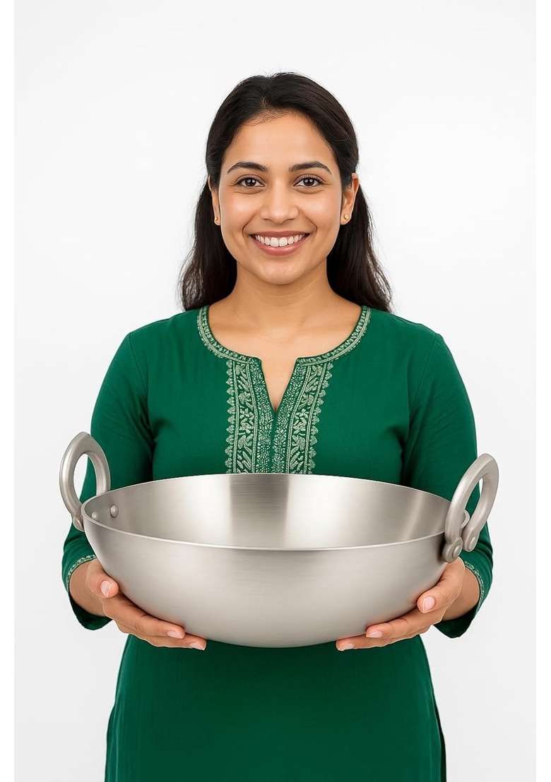 ODAR Premium Aluminium Deep Kadhai Wok for Cooking | 1.5 L | 1.6 Qt | Non-Stick - Indya