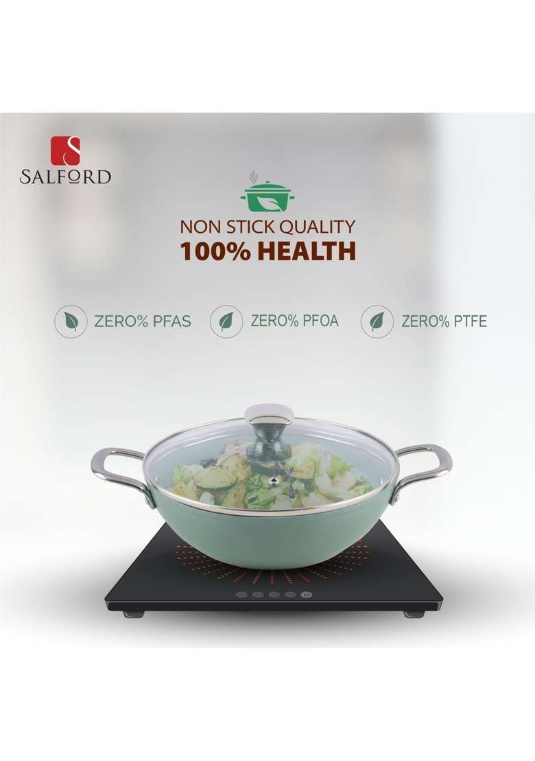 SALFORD Ceramic Non Stick Kadai | 24 cm | 9.4 Inch | Non-Toxic - Indya