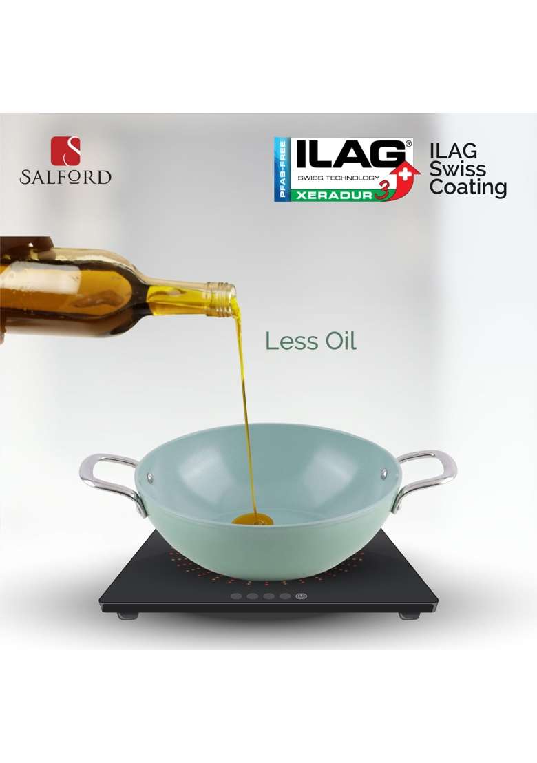 SALFORD Ceramic Non Stick Kadai | 24 cm | 9.4 Inch | Non-Toxic - Indya