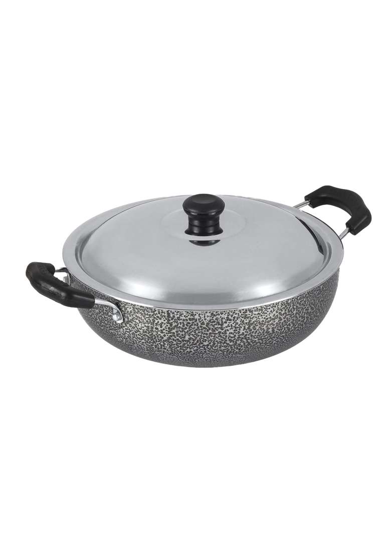 ANJALI - DKD25 Non-Stick Kadai Wok with Stainless Steel Lid | 2.5 L | 2.6 Qt - Indya