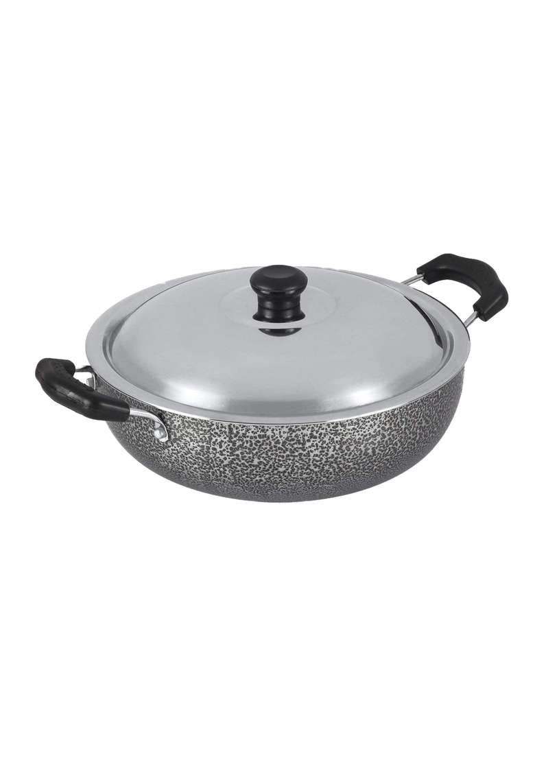 ANJALI - DKD25 Non-Stick Kadai Wok with Stainless Steel Lid | 2.5 L | 2.6 Qt - Indya