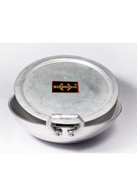 Sonanshi Aluminium Kadai Wok Frying Pan for Cooking Tadka Frying with LID | 10.5 Inch