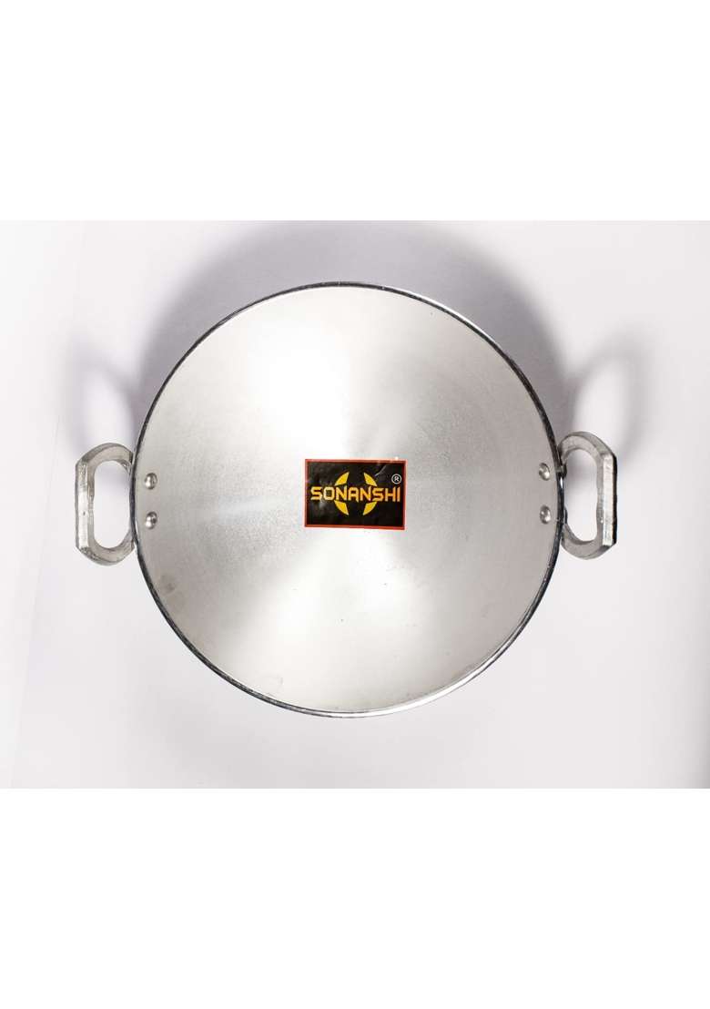 Sonanshi Aluminium Kadai Wok Frying Pan for Cooking Tadka Frying with LID | 10.5 Inch - Indya