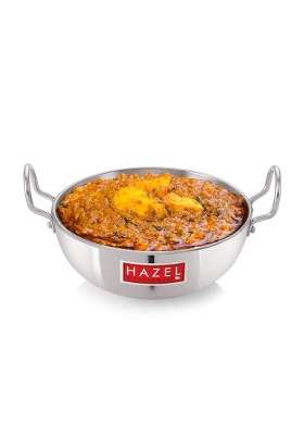 HAZEL Aluminium Kadai Wok with Handle Capacity | 3500 ml | 118.3 fl oz | 24 cm | 9.4 Inch