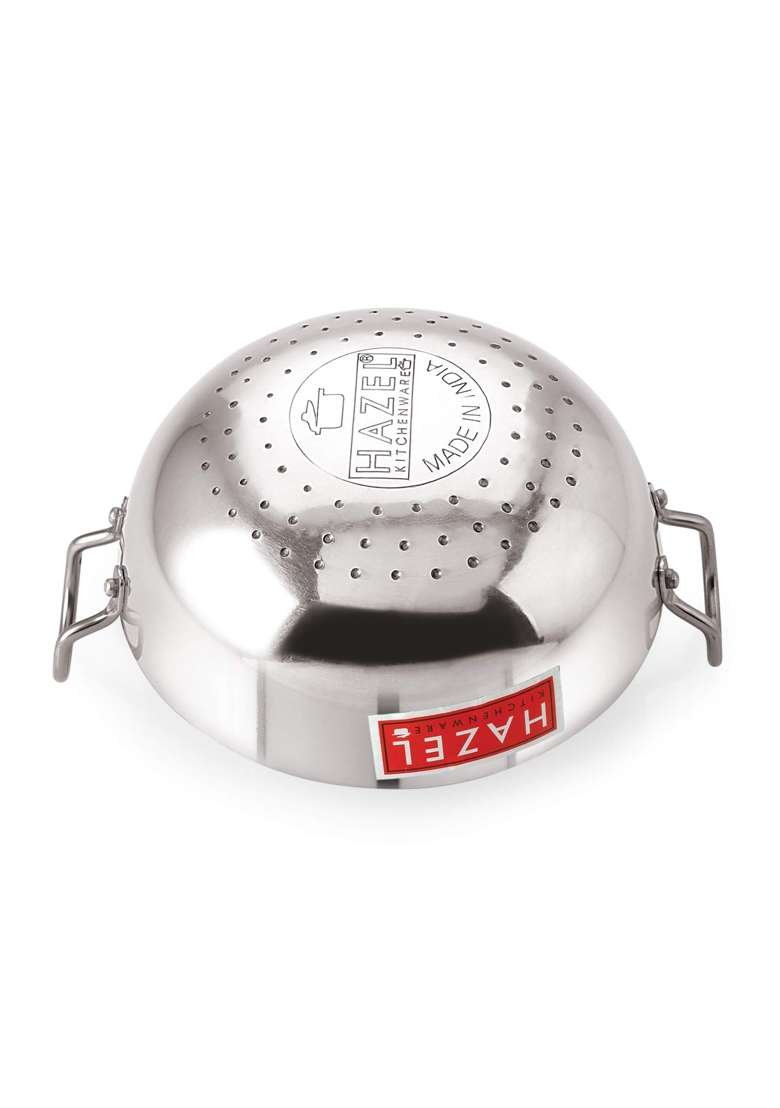 HAZEL Aluminium Kadai Wok with Handle Capacity | 3500 ml | 118.3 fl oz | 24 cm | 9.4 Inch - Indya