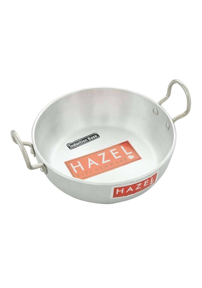 HAZEL Aluminium Induction Base Kadai Wok Kadhai with Handle | 3000 ml | 101.4 fl oz - Indya