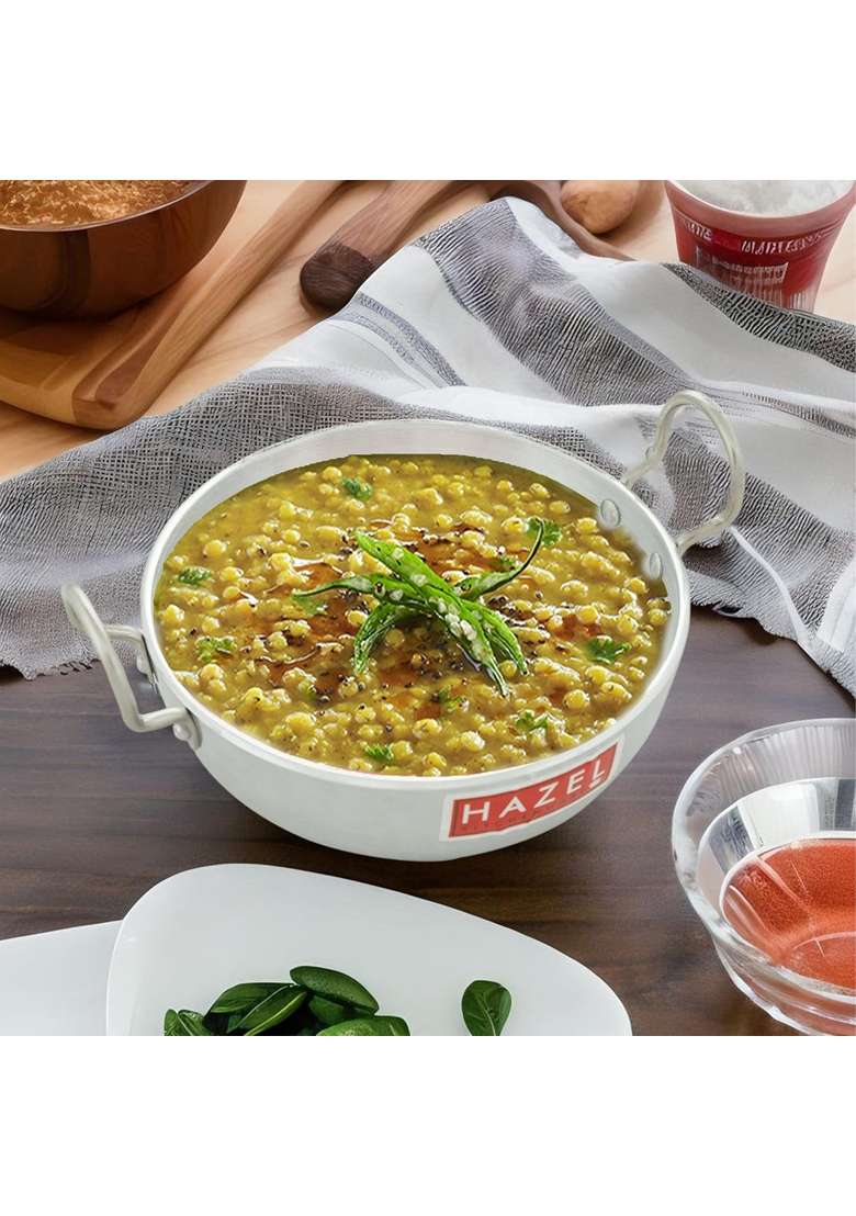 HAZEL Aluminium Induction Base Kadai Wok Kadhai with Handle | 3000 ml | 101.4 fl oz - Indya