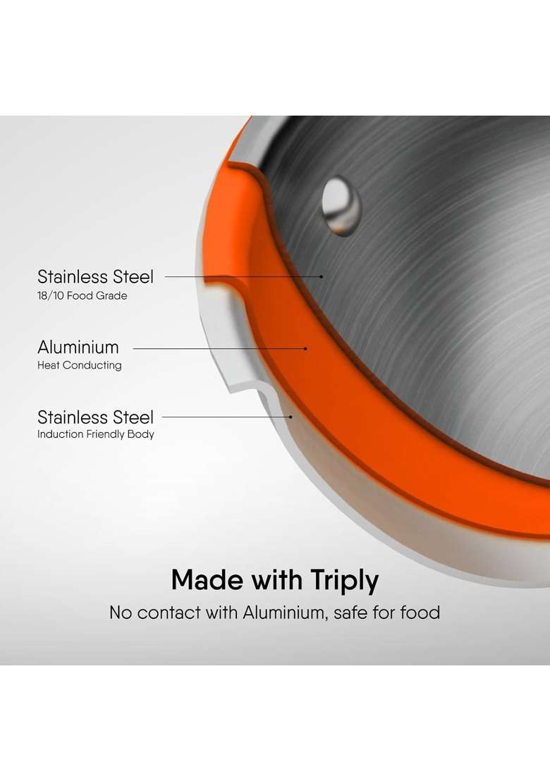 stahl Artisan Triply Stainless Steel Fry Pan with Lid | 1.6 L | 1.7 Qt | 24 cm | 9.4 Inch | Induction Compatible - Indya