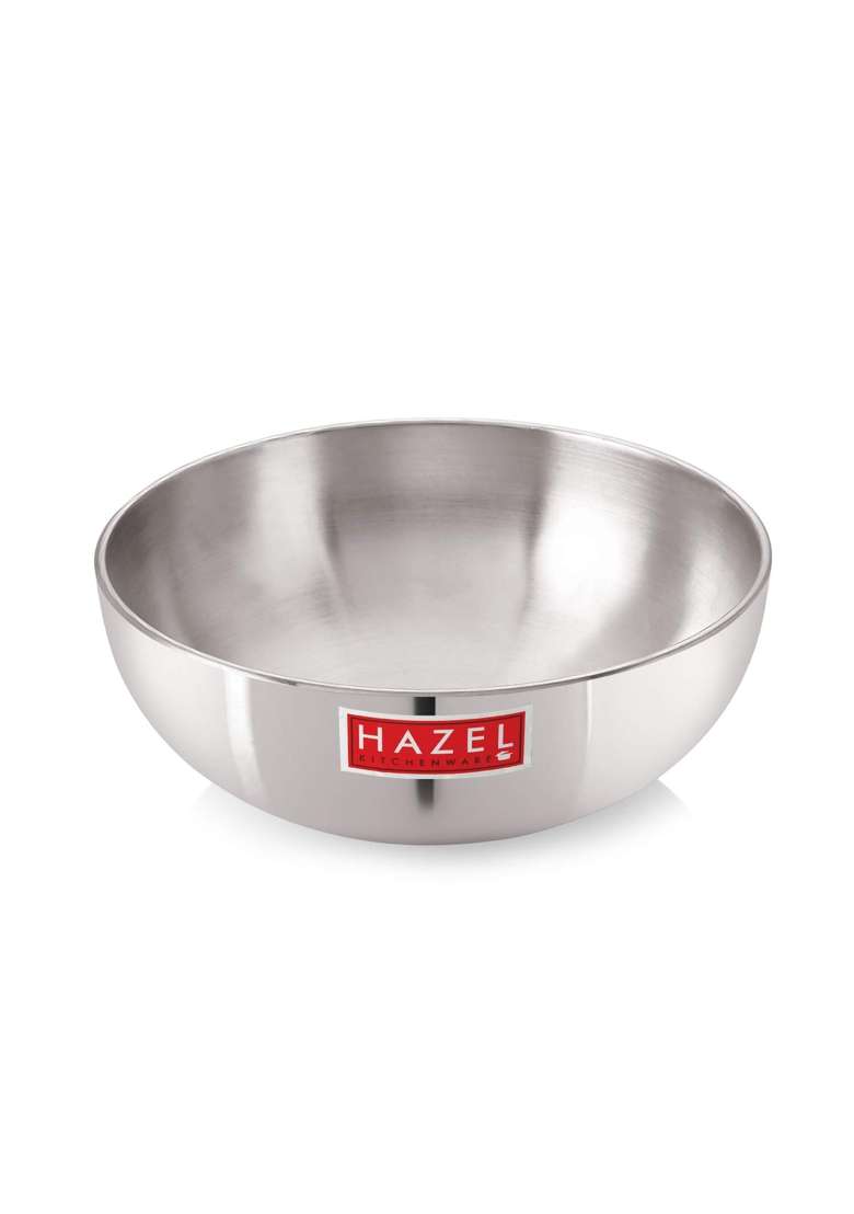 HAZEL Aluminium Kadai Wok Without Handle | 1.5 L | 1.6 Qt | Heavy Bottom | Food Safe - Indya