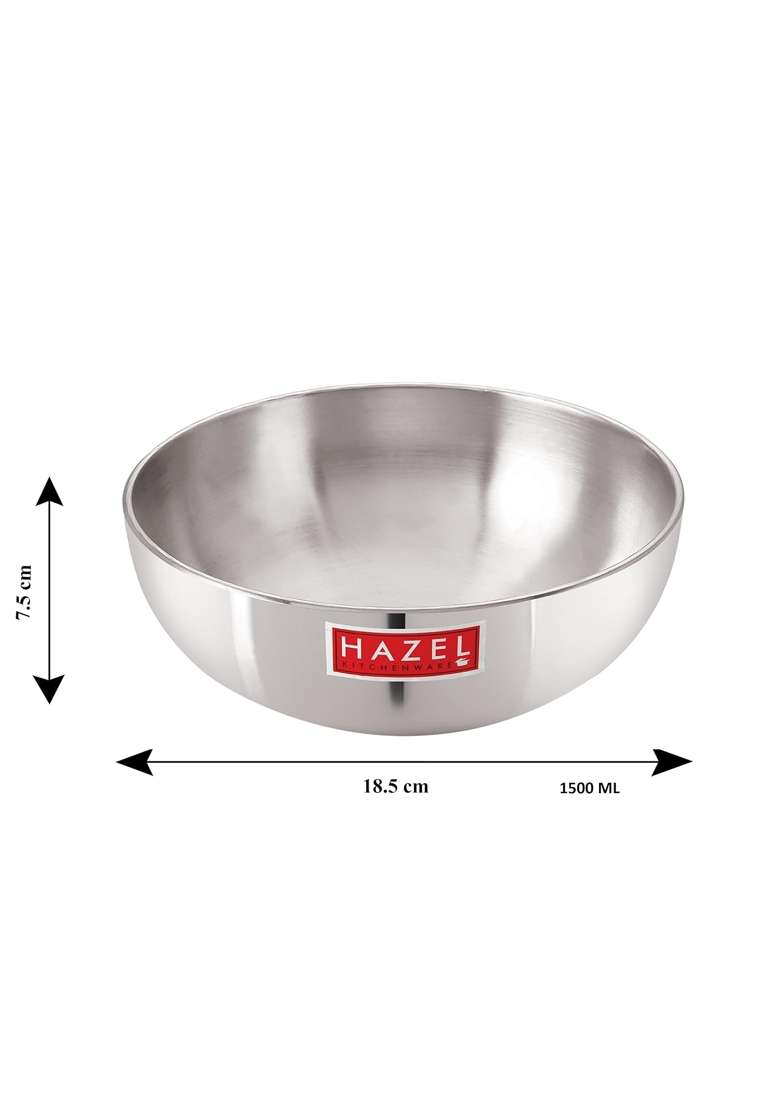 HAZEL Aluminium Kadai Wok Without Handle | 1.5 L | 1.6 Qt | Heavy Bottom | Food Safe - Indya
