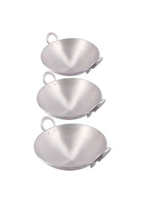 Super HK Kitchenware Kitchen Cooking Utensil Combo Set of Aluminium Kadhai Wok | 10 Inch | Pack of 3