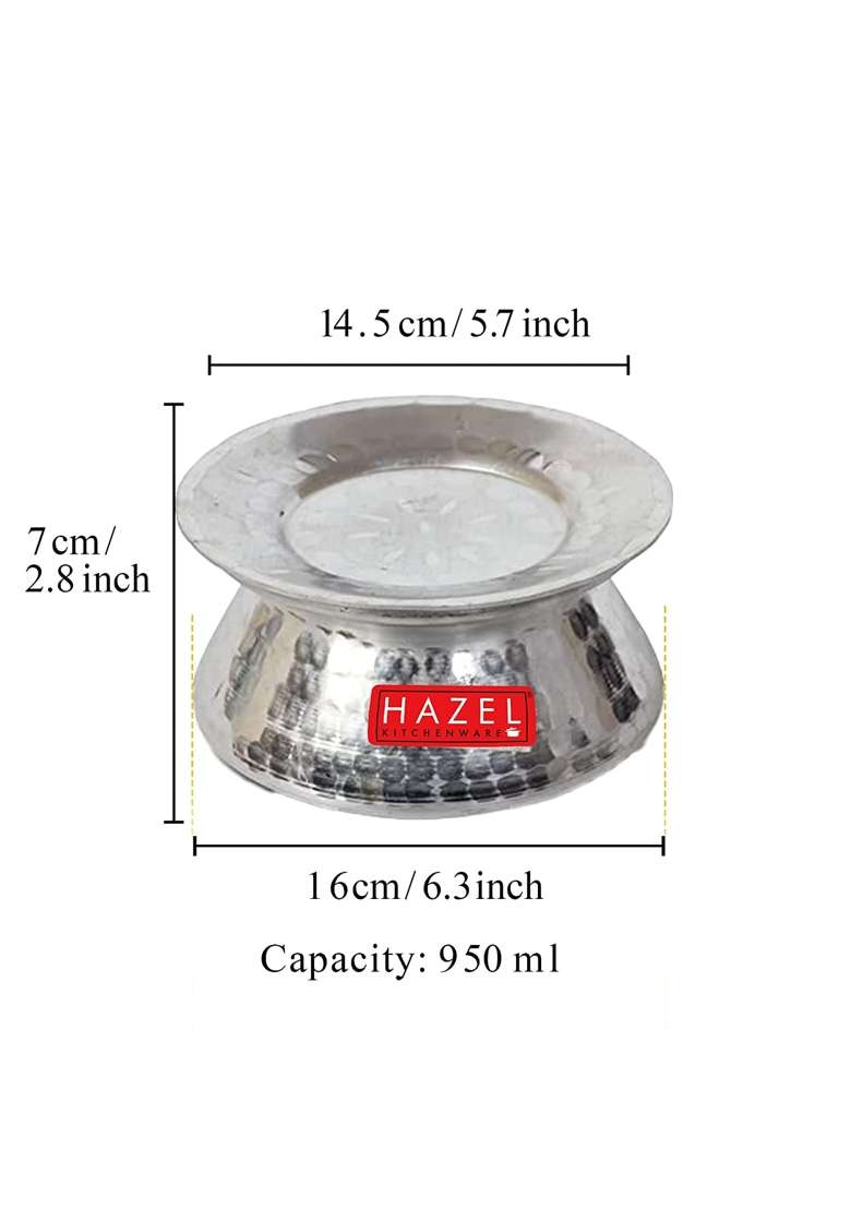 HAZEL Aluminium Hammered Finish Kadhai Wok Handi with Lid | 1 L | 1.1 Qt | Food Safe - Indya