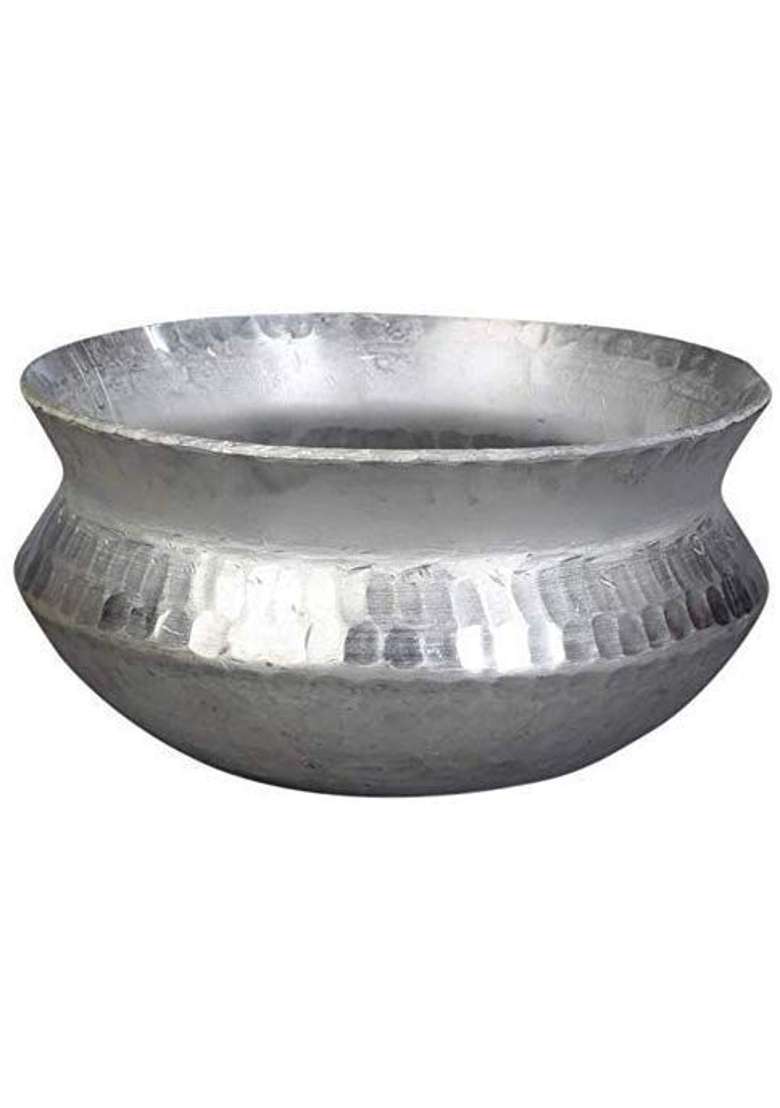 JGS Aluminium Handmade Kadhai Wok for Cooking with SS Handle Multi Purpose Use | 5 L | 5.3 Qt | Hammered Finish - Indya