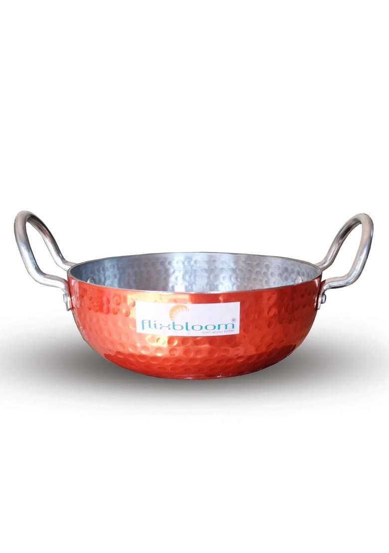 FLIXBLOOM Speical Copper Food Grade Cookware Aluminium Kitchen LPG Stovetop and Induction | 3 L | 3.2 Qt | Hammered Finish - Indya