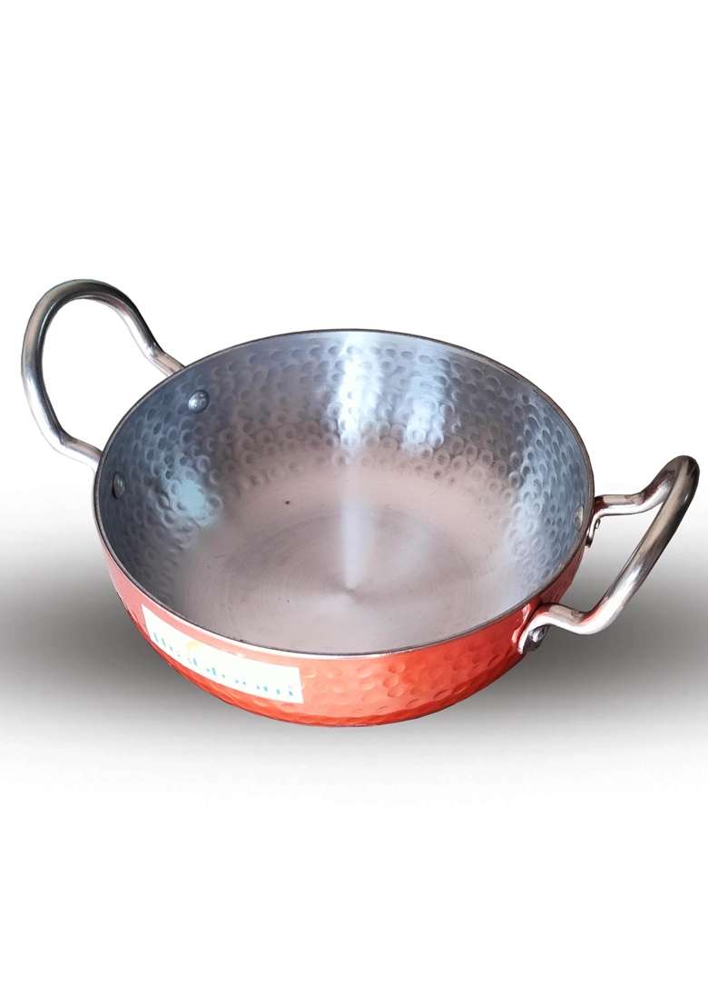 FLIXBLOOM Speical Copper Food Grade Cookware Aluminium Kitchen LPG Stovetop and Induction | 3 L | 3.2 Qt | Hammered Finish - Indya