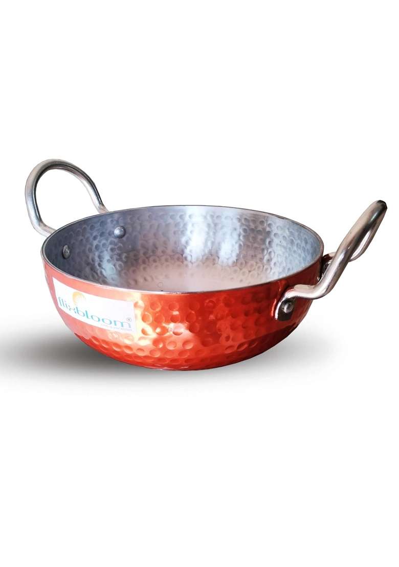 FLIXBLOOM Speical Copper Food Grade Cookware Aluminium Kitchen LPG Stovetop and Induction | 3 L | 3.2 Qt | Hammered Finish - Indya