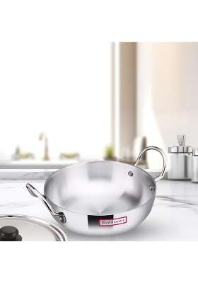 FLIXBLOOM Radiant Kitchen Cookware Kadhai Wok with Handle Thick Aluminium Induction Base | 5 L | 5.3 Qt