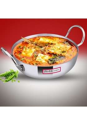 FLIXBLOOM Special Kitchen Thick Aluminium Cookware Kadhai Wok with Handle Induction Base | 4.5 L | 4.8 Qt