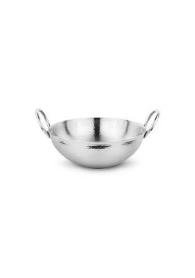 Prabha Stainless Steel Kadhai Wok | 0.5 L | 0.5 Qt | Hammered Finish