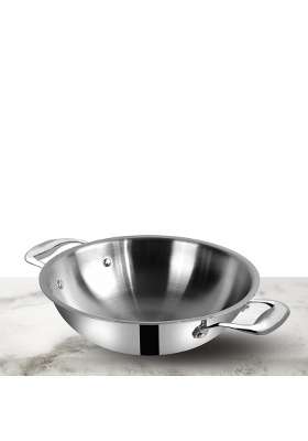 FLIXBLOOM Complete Kitchen Tri-Ply Stainless Steel Cookware Induction Base LPG Compatible | 2 L | 2.1 Qt