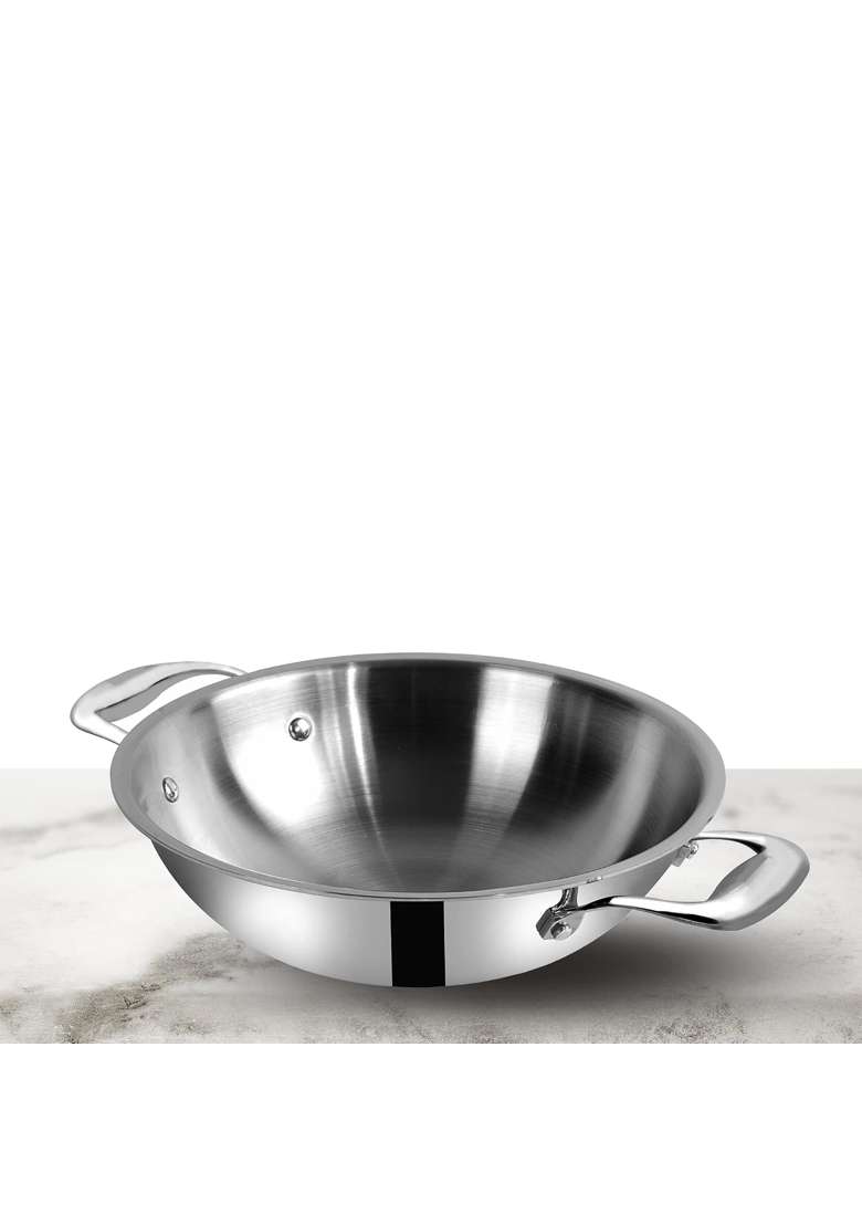 FLIXBLOOM Complete Kitchen Tri-Ply Stainless Steel Cookware Induction Base LPG Compatible | 2 L | 2.1 Qt - Indya