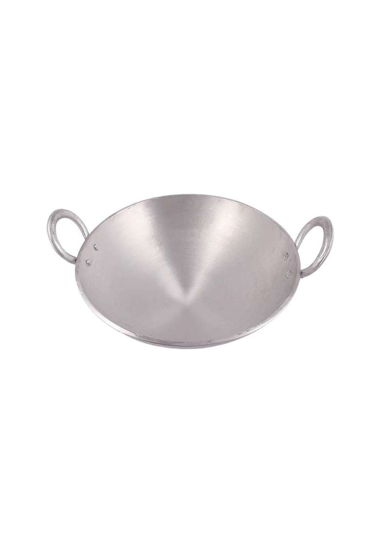 KITCHEN SHOPEE Aluminium Kadai Wok Kadhai Heavy Basedeep Frying Pan for Daily Cooking | 1.5 L | 1.6 Qt | 23 cm | 9.1 Inch - Indya