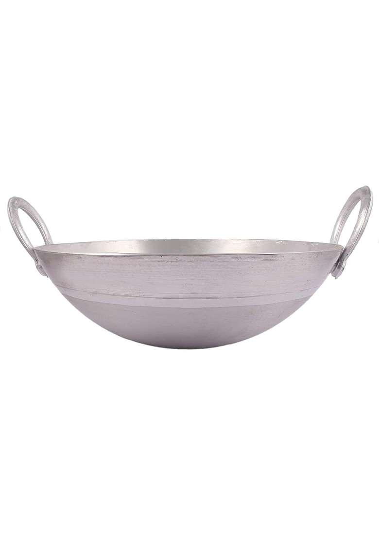 SHIFA CRAFT Aluminium Kadhai Wok DEEP Fry Kadai with Handle | 3 L | 3.2 Qt - Indya